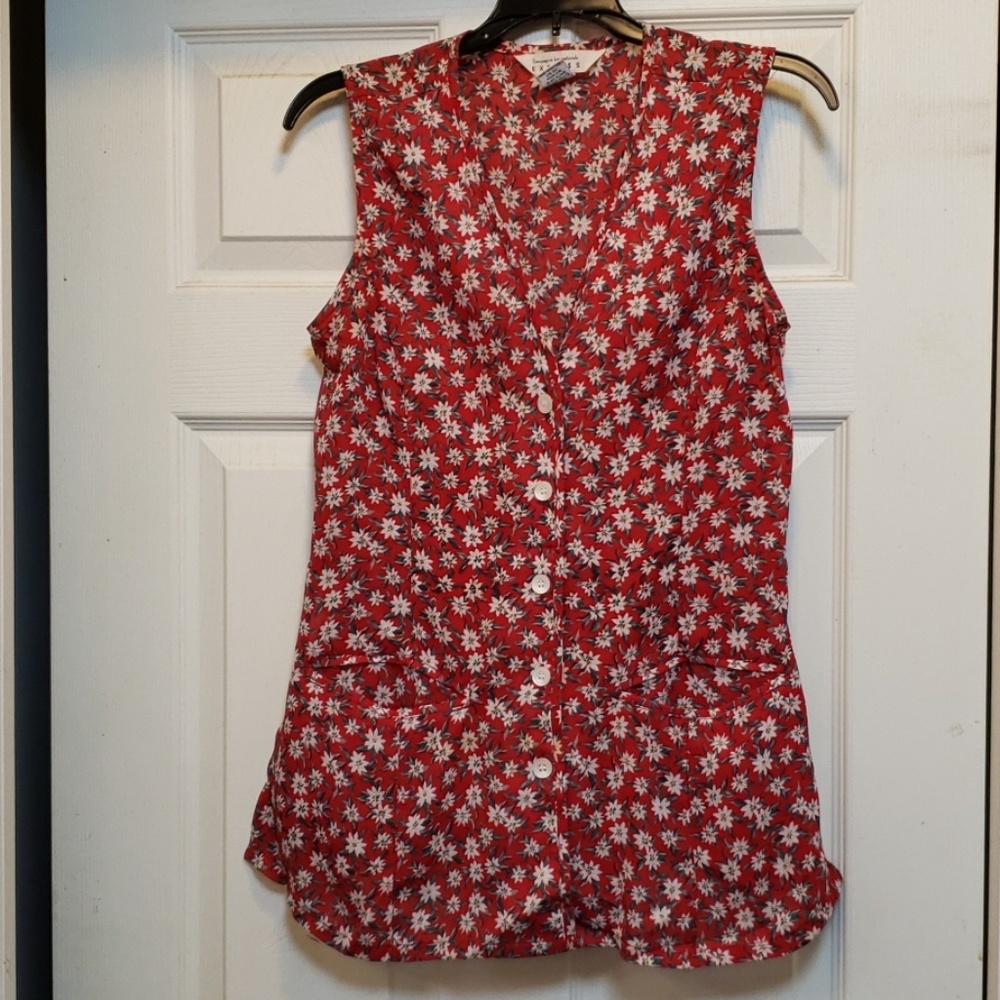 Vintage 90s boho Floral chiffon vest